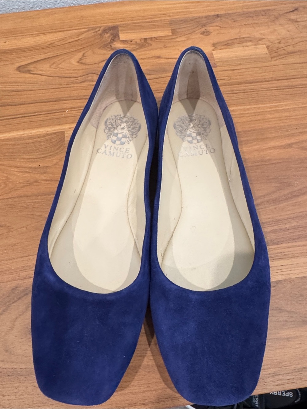 Vince Camuto Royal Blue Suede Square Toe Flats